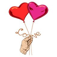 balloons in the form of heart and inscription love N2