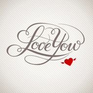 Love You vector card with cool lettering N6