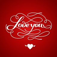 Love You vector card with cool lettering N9