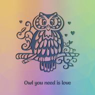 Owl om the branch silhouette with funny statement about love