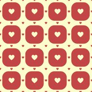 Cream color hearts in red seamless pattern