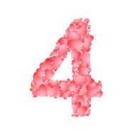 Vector number four from hearts