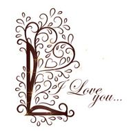 Vintage Card with floral heart I love you