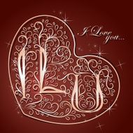 Vintage Card with floral heart I love you N3