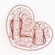 Vintage Card with floral heart I love you N6