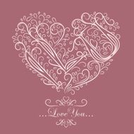 Vintage Card with floral heart I love you N8