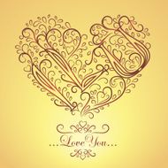 Vintage Card with floral heart I love you N9