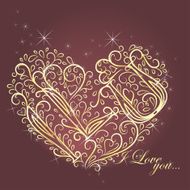 Vintage Card with floral heart I love you N10