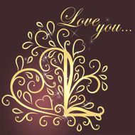 Vintage Card with floral heart I love you N11