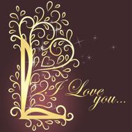 Vintage Card with floral heart I love you N12