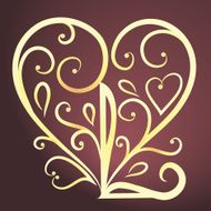 Vintage Card with floral heart I love you N13