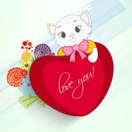 Cute cat with heart for Happy Valentines Day celebration
