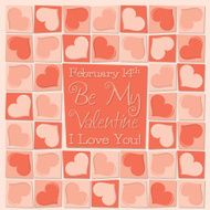 Funky mosaic love heart Valentine&#039;s Day card in vector format N2