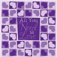 Funky mosaic love heart Valentine&#039;s Day card in vector format N4