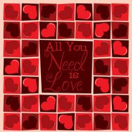 Funky mosaic love heart Valentine&#039;s Day card in vector format N9