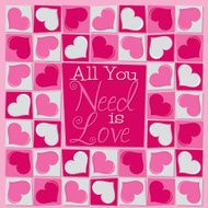 Funky mosaic love heart Valentine&#039;s Day card in vector format N14