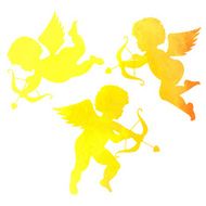 watercolor silhouette of an angel watercolor painting on white background N8