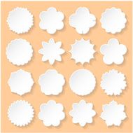 Set of White Paper Floral Frames on a Beige Background