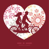 Vector folk floral circles abstract couple on tandem bicycle heart