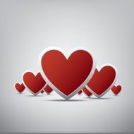Simple realistic valentine&#039;s day hearts card design on white
