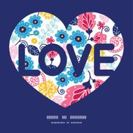 Vector fairytale flowers love text frame pattern invitation greeting card
