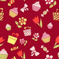 Hand drawn holiday items seamless pattern background Raster illustration N2