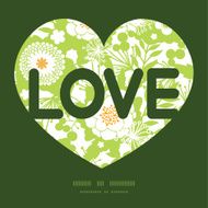 Vector green and golden garden silhouettes love text frame pattern N2
