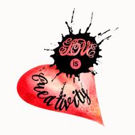 Heart symbol of love and Valentines day lettering