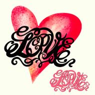 Heart symbol of love and Valentines day lettering N3