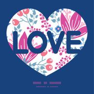 Vector pink flowers love text frame pattern invitation greeting card