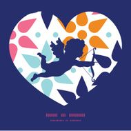 Vector abstract colorful stars shooting cupid silhouette frame pattern invitation