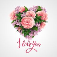Valentines day vector illustration with a heart of beautiful flowers