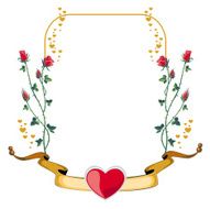 Frame with roses and red heart