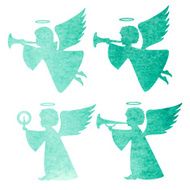 watercolor silhouette of an angel watercolor painting on white background N9