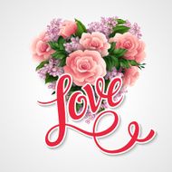 Valentines day vector illustration with a heart of beautiful flowers N2
