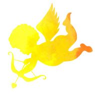 watercolor silhouette of an angel watercolor painting on white background N10