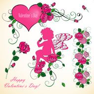 Valentines Day set with angel and roses