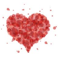 red heart watercolor splashes