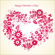 Valentines day card with floral heart