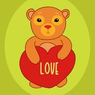 Little bear with a heart valentine&#039;s day card