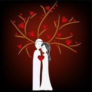 couple illustration under tree