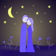 couple illustration at night