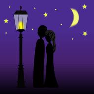 couple silhouette at night