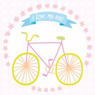Cute bicycle with a floral wreath
