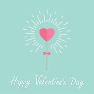 Heart stick with bow shining Flat design Valentines day