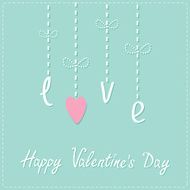 Hanging love with heart Dash line Flat design Valentines day