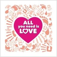 Pink heart handprints and footprints - vector illustration
