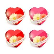 Set of red hearts and ribbons N2