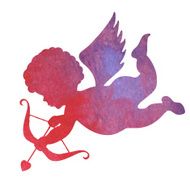watercolor silhouette of an angel watercolor painting on white background N11