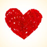 Red flat brush painted vector heart